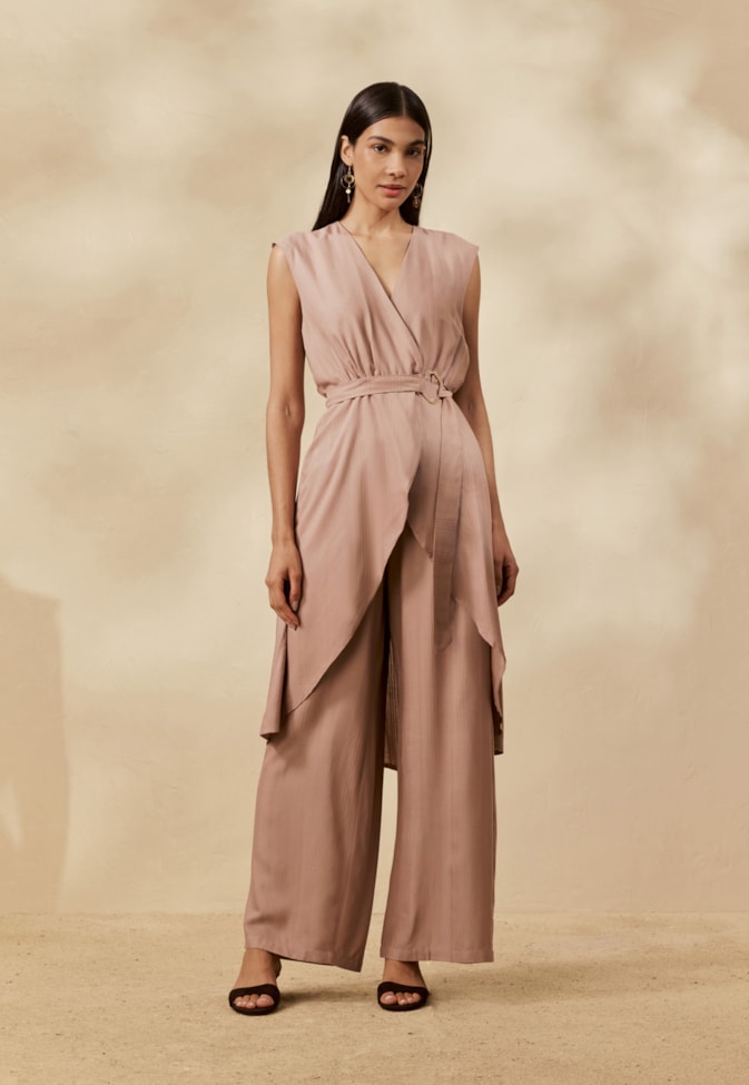 Veste Cascata Lisa com Faixa