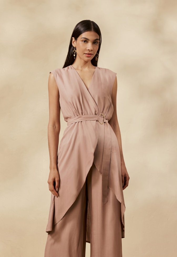Veste Cascata Lisa com Faixa