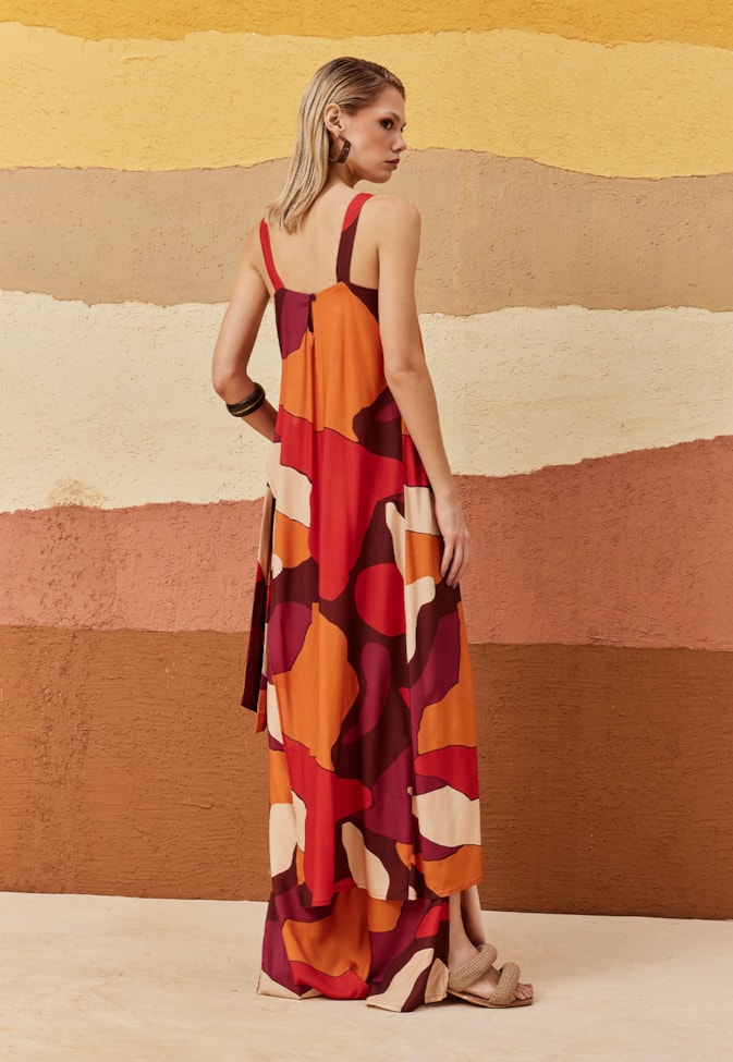 Veste com Abertura e Nó Lateral Estampada Ushuaia