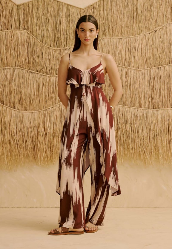 Veste com Babado no Decote Estampada Amantani Vista Frontal