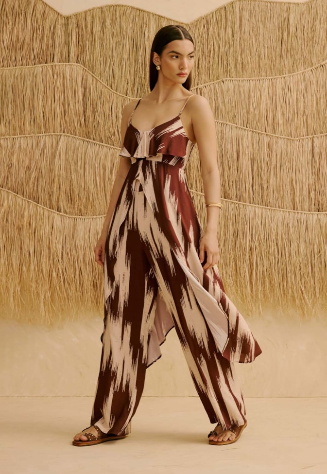 Veste com Babado no Decote Estampada Amantani