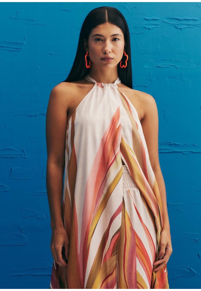 Veste Decote Túnel Estampada Belize