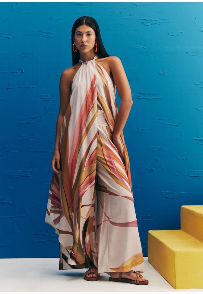 Veste Decote Túnel Estampada Belize