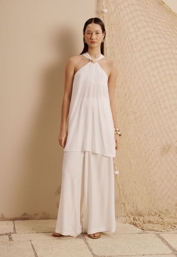 Veste Detalhe Concha Dourada Vista Frontal