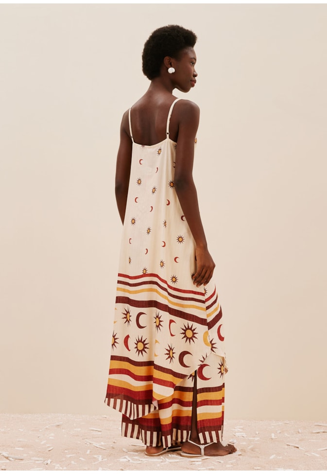 Veste Detalhe Pontas Estampada Dunas Douradas