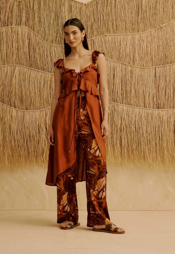 Veste Lisa Babados Vista Frontal