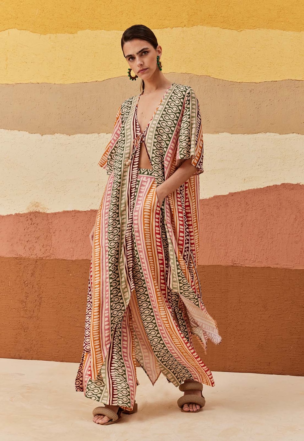 Veste Manga Ampla Cascata Estampada Huaso