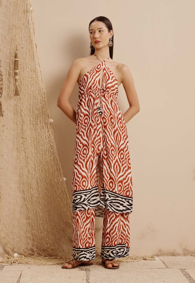 Veste Transpassada Com Túnel Estampada Aruma