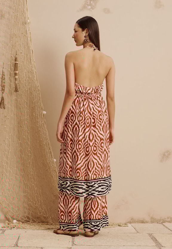 Veste Transpassada Com Túnel Estampada Aruma Vista Traseira