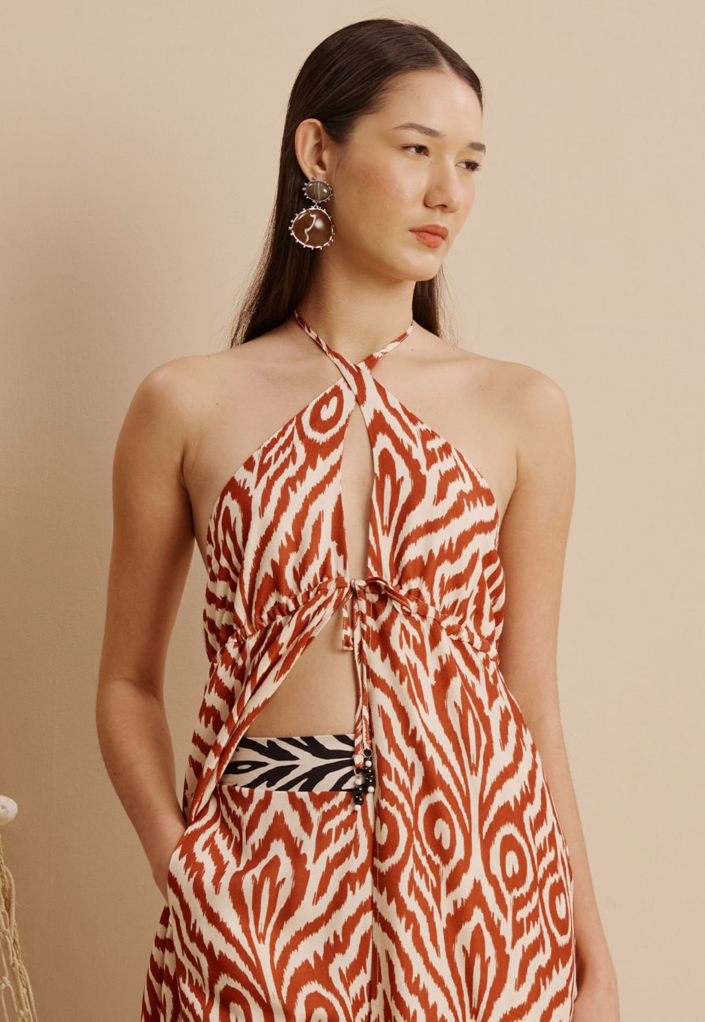 Veste Transpassada Com Túnel Estampada Aruma