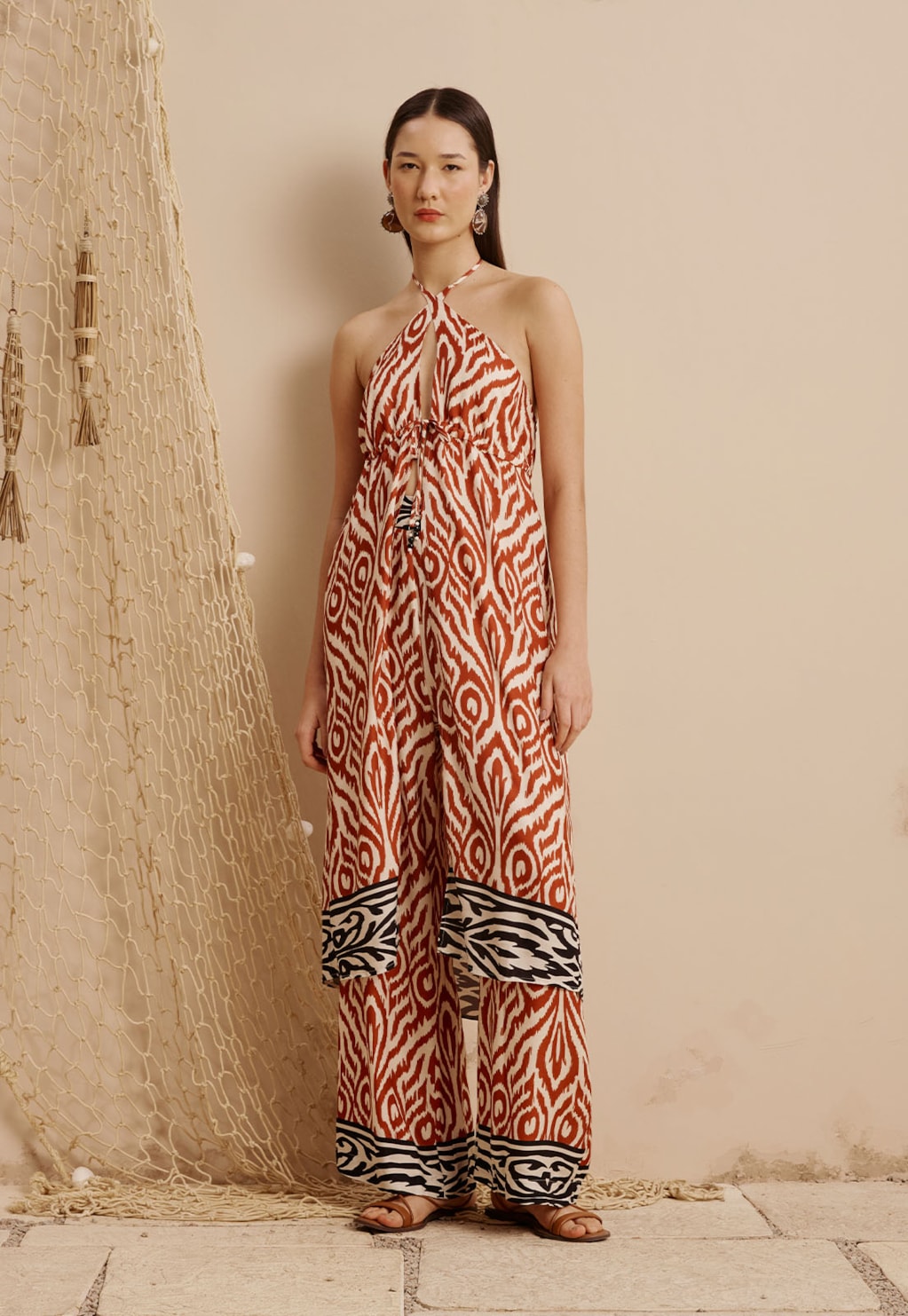 Veste Transpassada Com Túnel Estampada Aruma