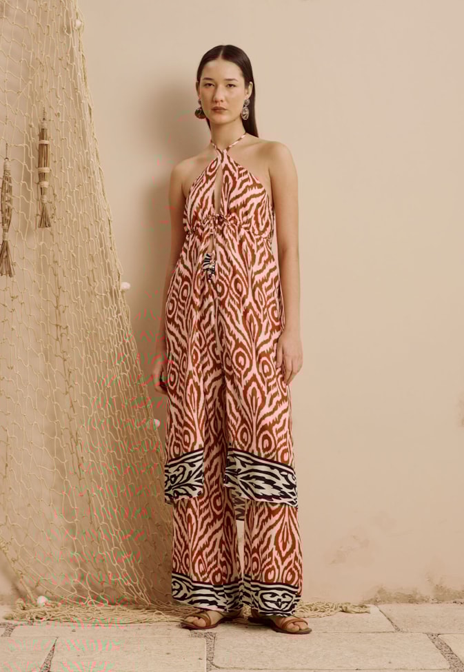 Veste Transpassada Com Túnel Estampada Aruma