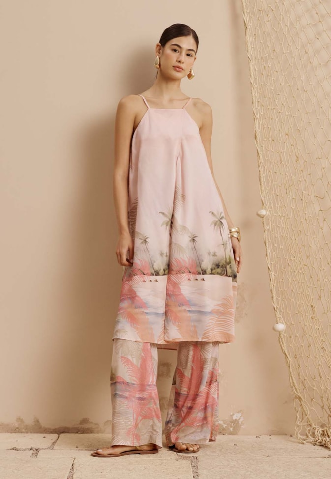 Veste Transpassada Estampada Ilha do Combu