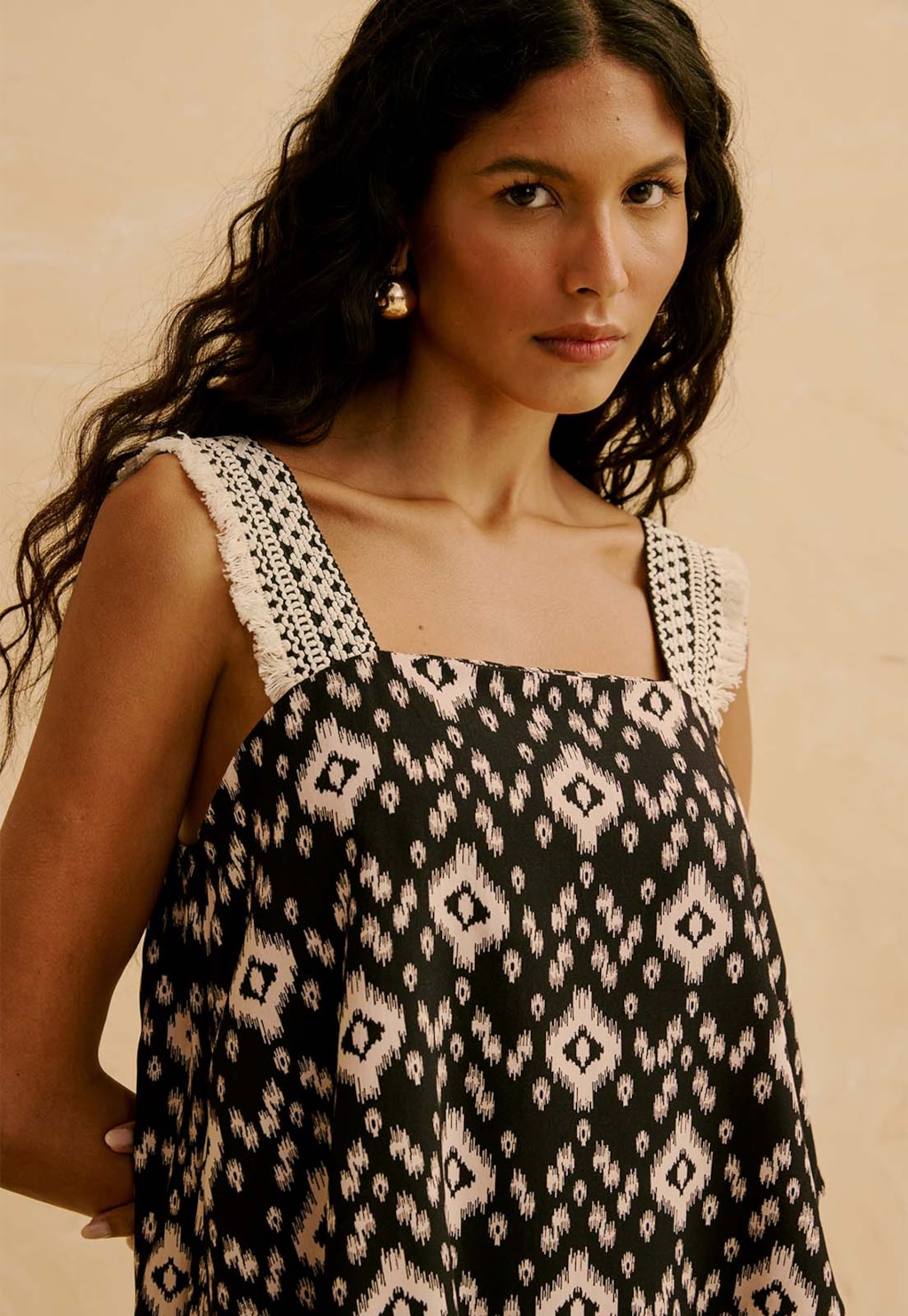 Veste Transpassada Estampada Uros