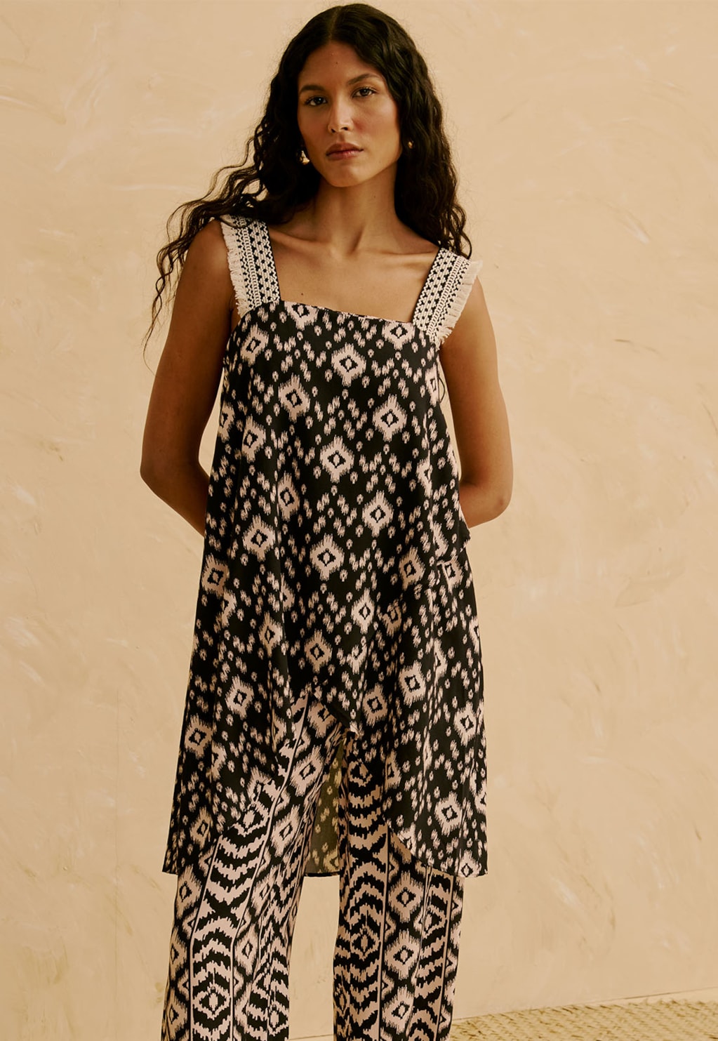 Veste Transpassada Estampada Uros