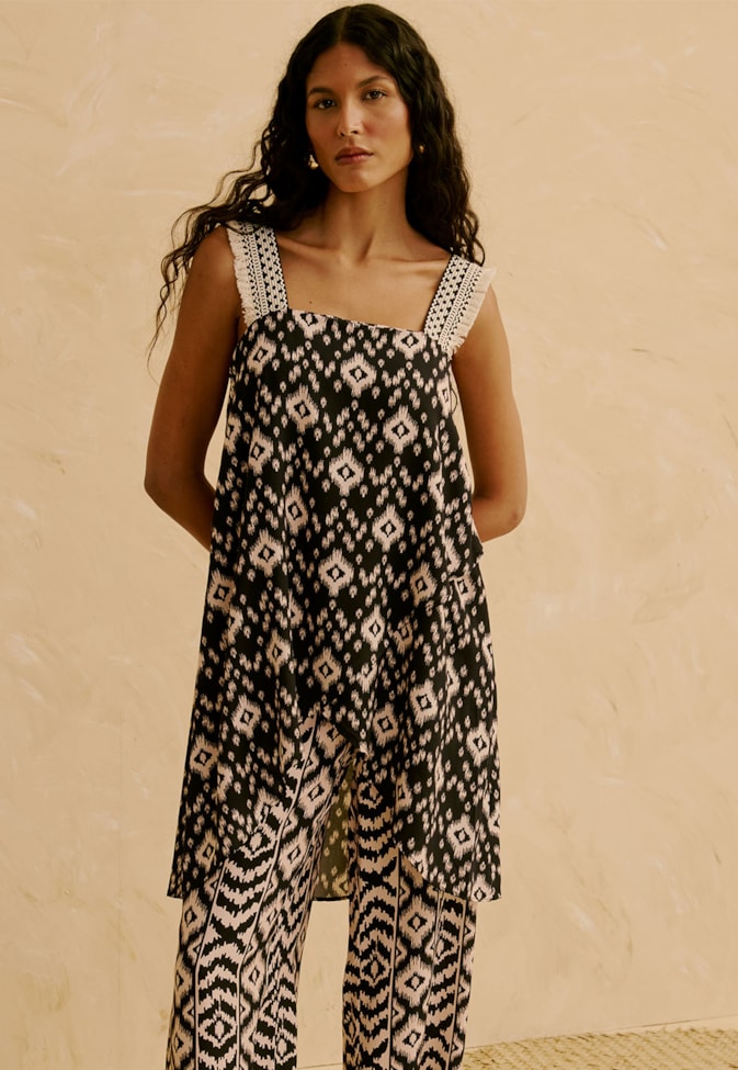 Veste Transpassada Estampada Uros