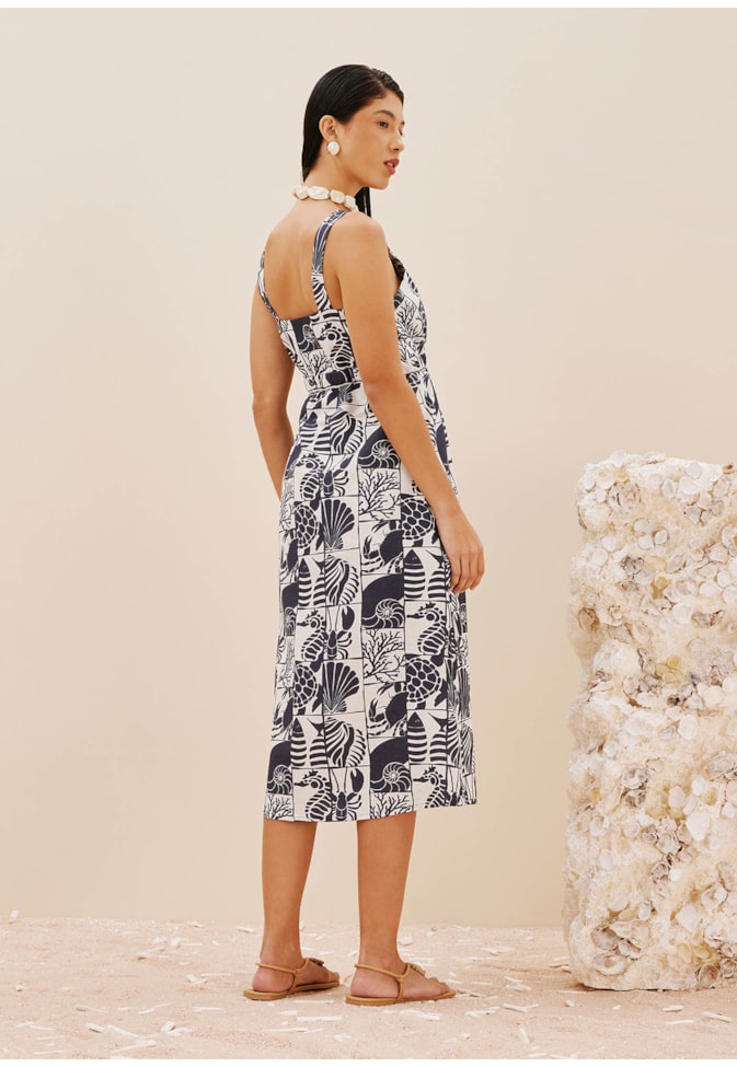 Veste Túnel Com Amarração Estampada Mar