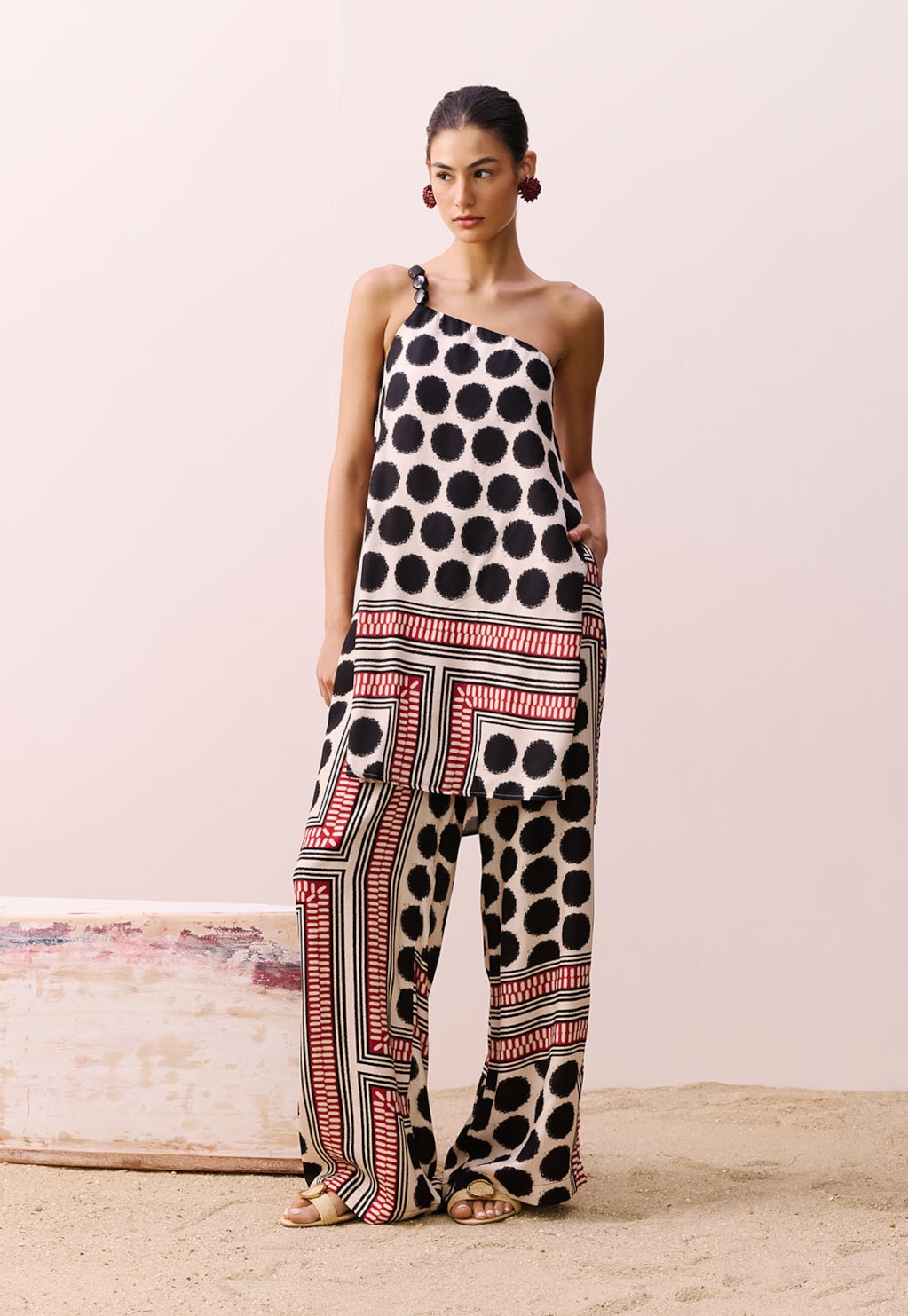 Veste Um Ombro Só Estampada Açaí