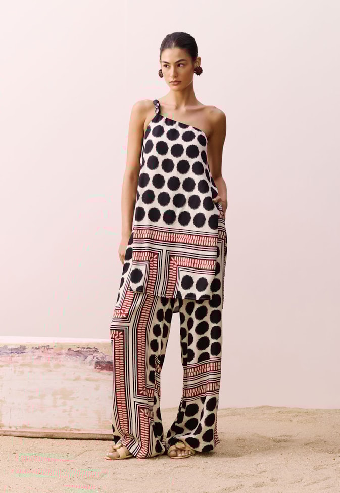 Veste Um Ombro Só Estampada Açaí