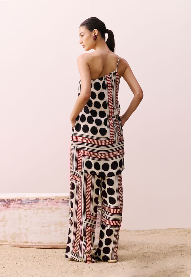 Veste Um Ombro Só Estampada Açaí