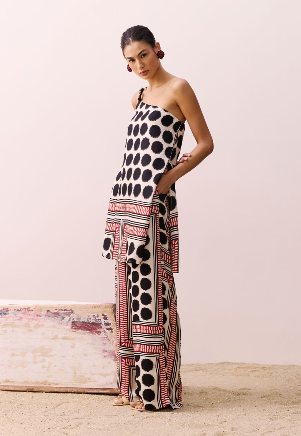 Veste Um Ombro Só Estampada Açaí