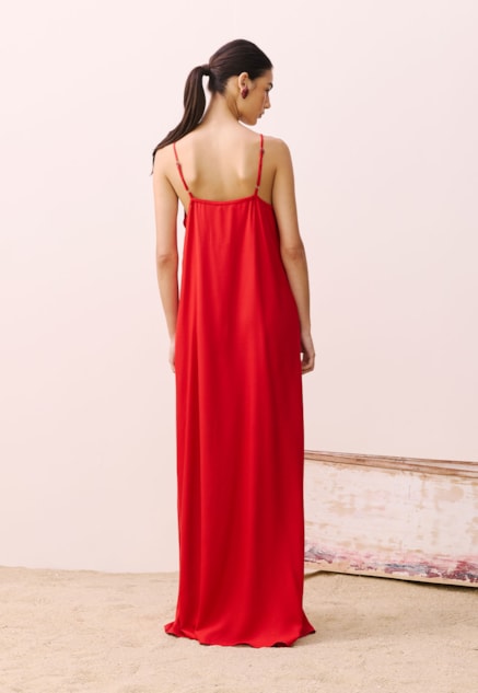 Vestido Alça Aplique Flor Vista Traseira