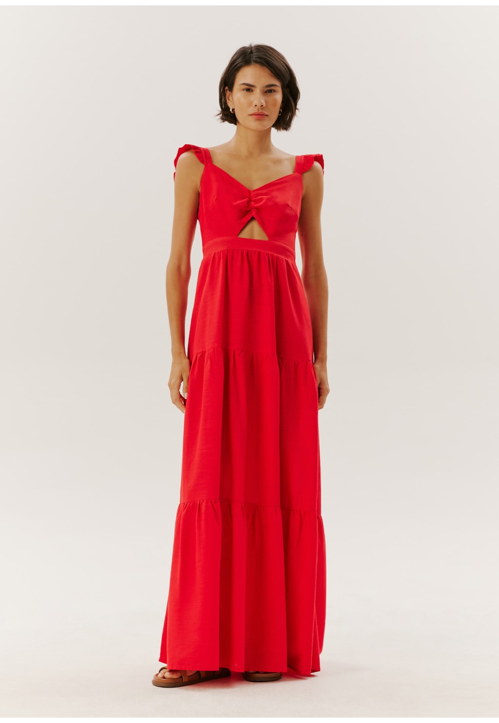 Vestido Alça Babado Liso