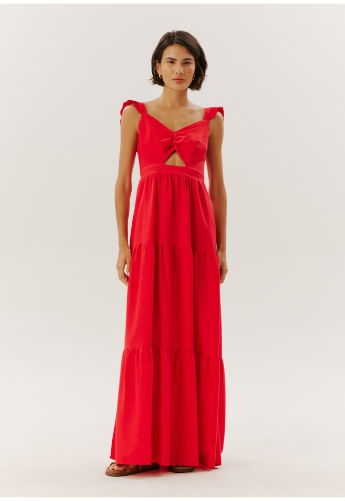 Vestido Alça Babado Liso