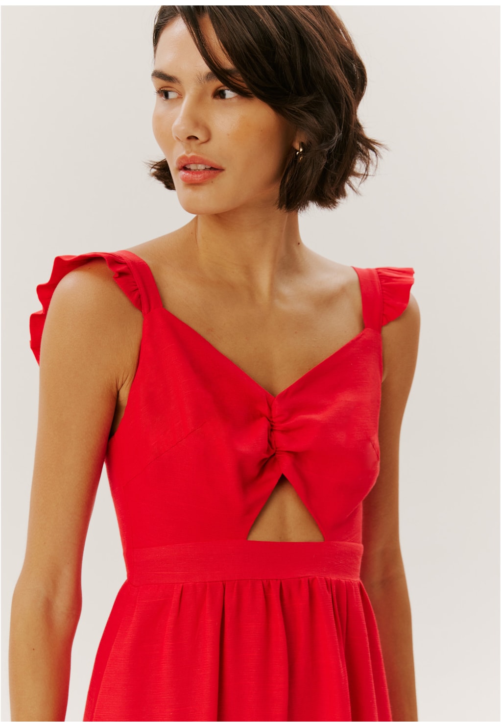 Vestido Alça Babado Liso