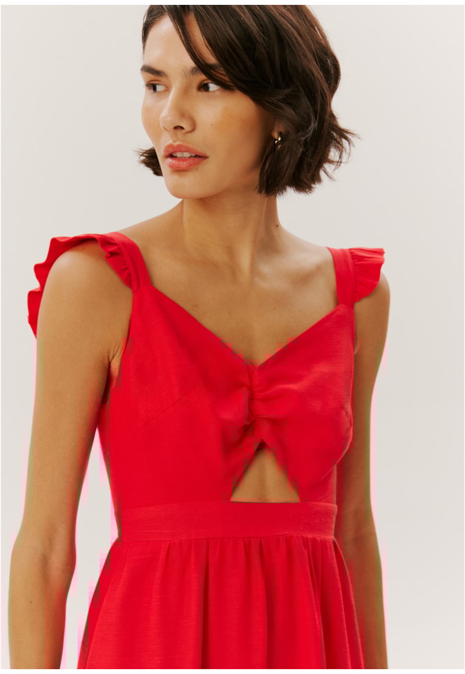 Vestido Alça Babado Liso