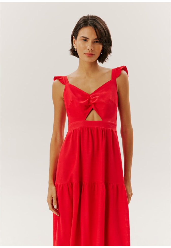 Vestido Alça Babado Liso