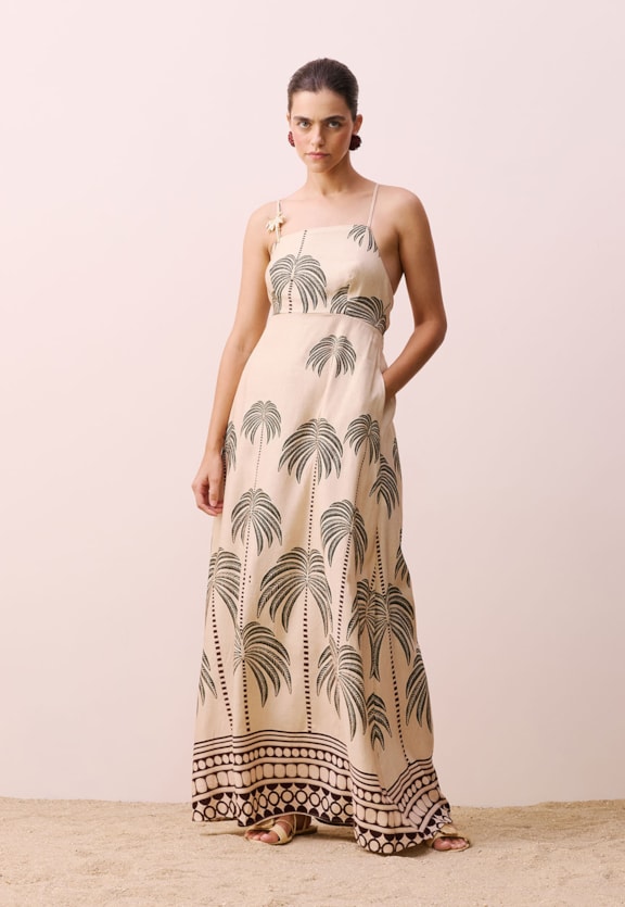 Vestido Alça Estampado Marabá Vista Frontal