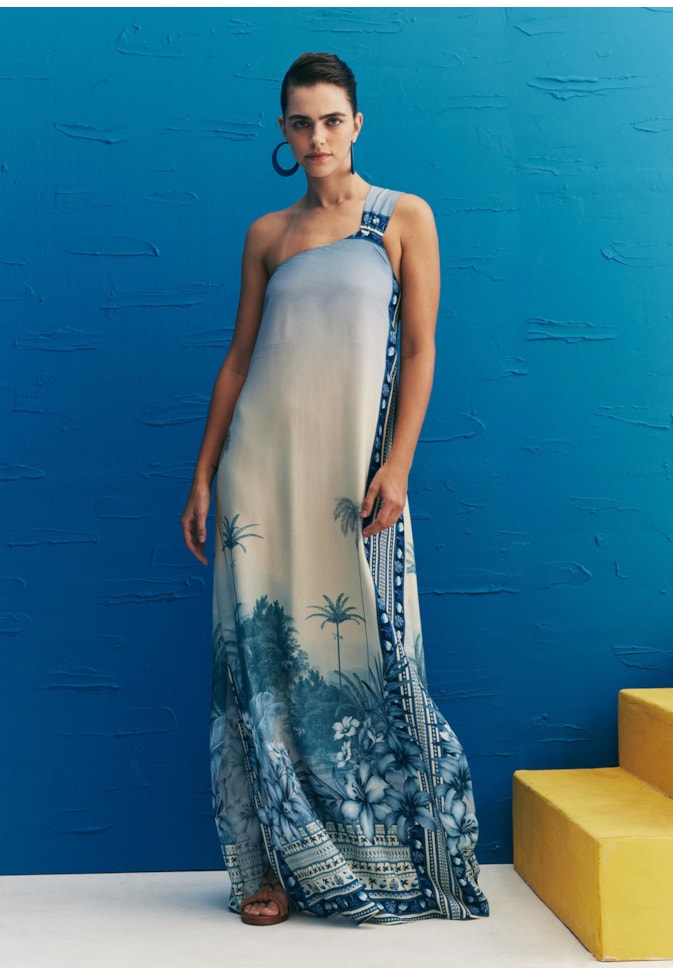 Vestido Alça Única Estampado San Andres