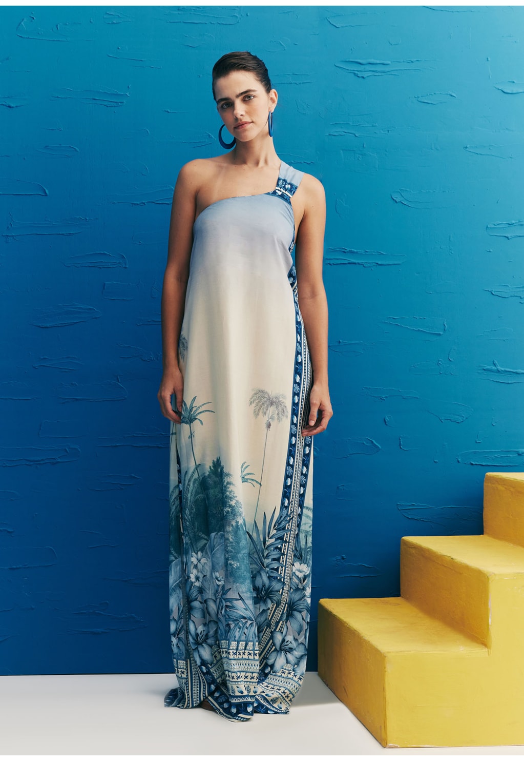 Vestido Alça Única Estampado San Andres