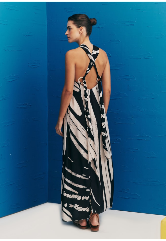 Vestido Amarração Estampado Colombiana