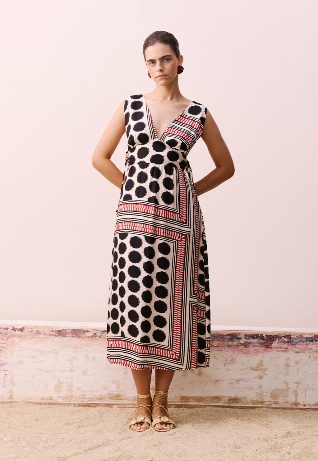 Vestido Amarrações Estampado Açaí