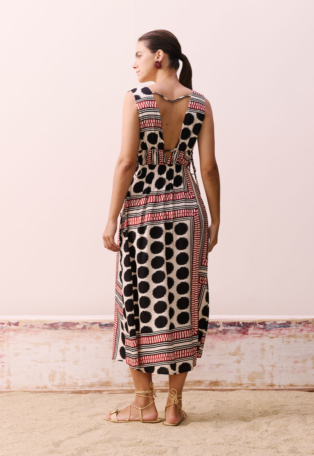 Vestido Amarrações Estampado Açaí