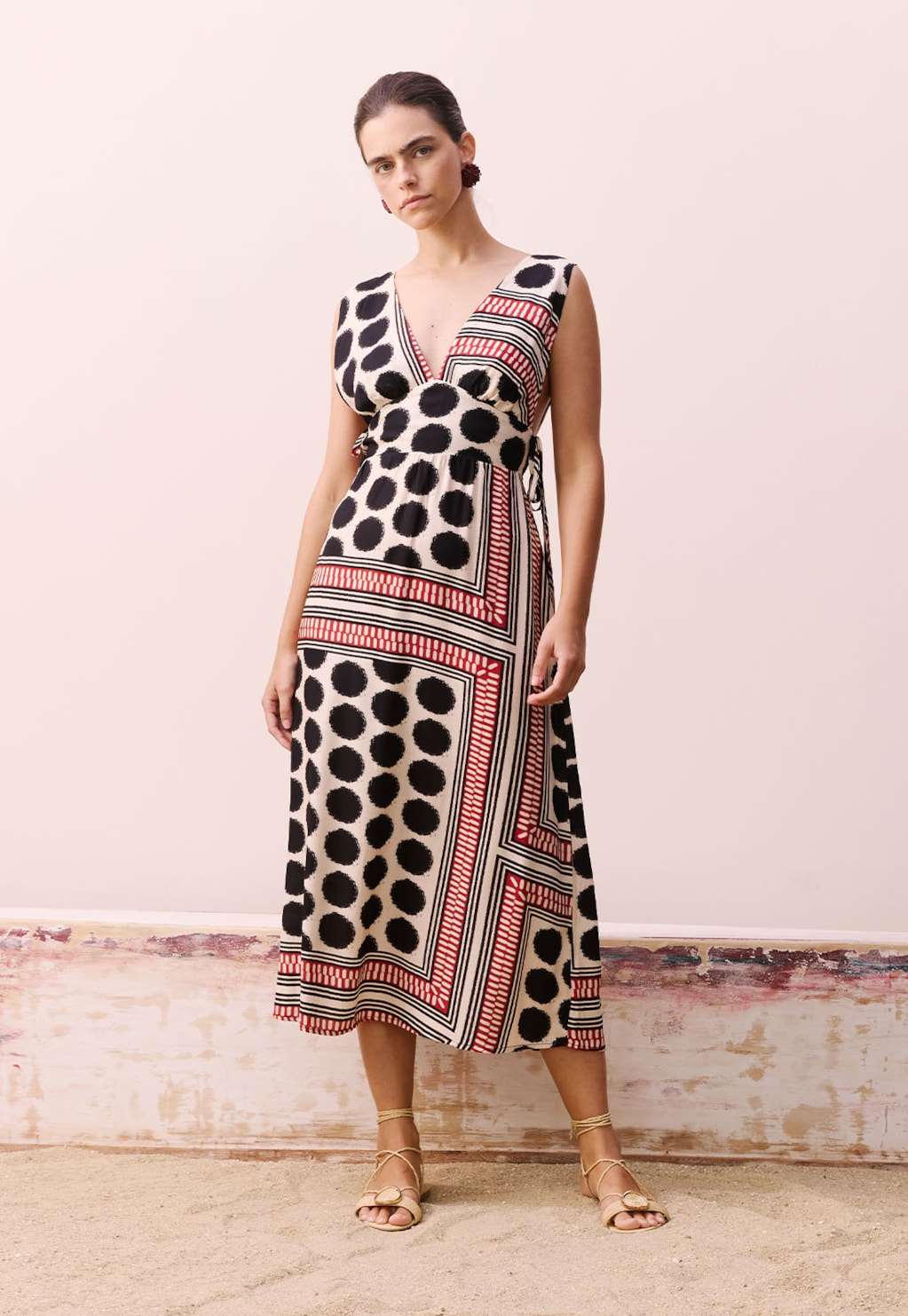 Vestido Amarrações Estampado Açaí