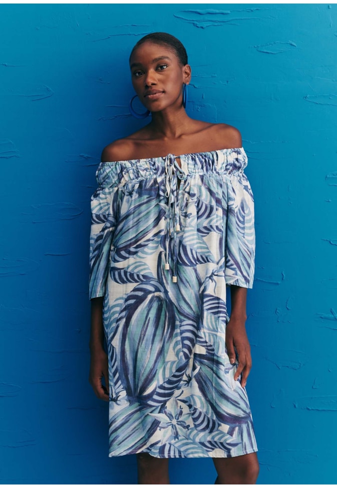 Vestido Bata Curto Estampado Cacau Arriba