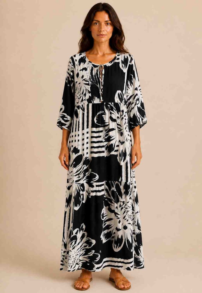 Vestido Bata Longo Estampado