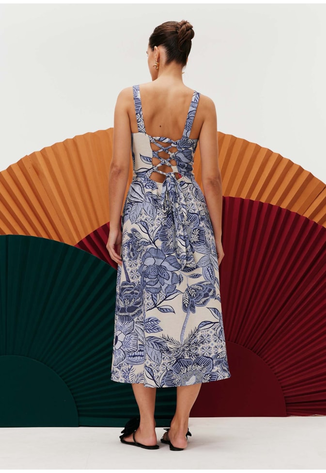 Vestido Bojo Estruturado Estampado Melodia