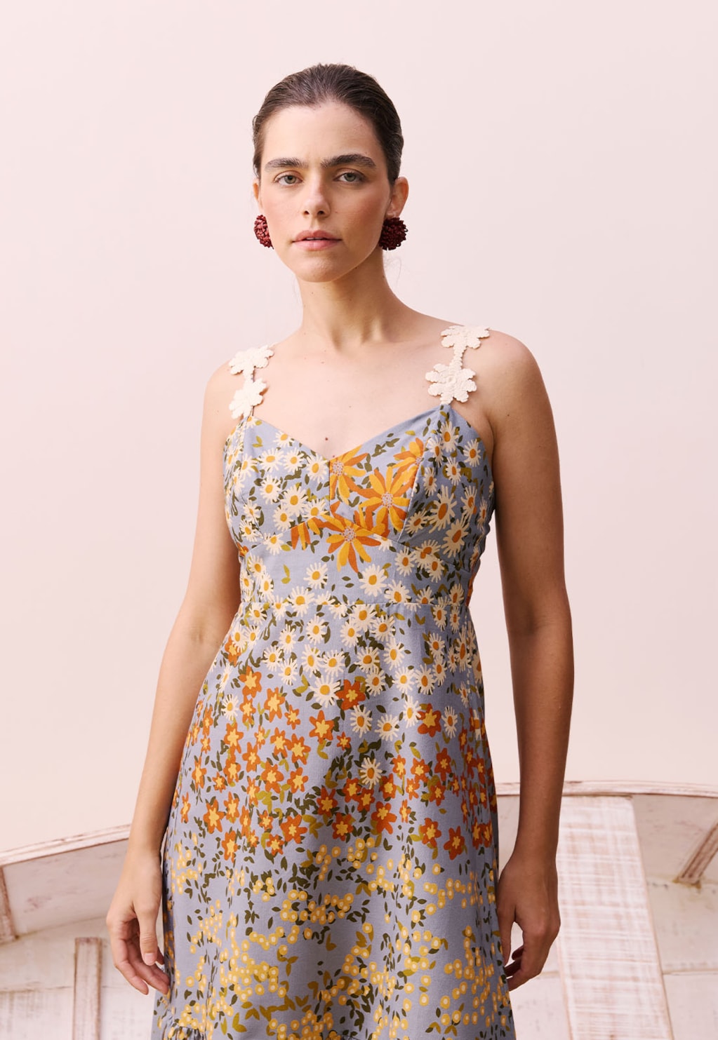 Vestido Camadas Estampado Jambú