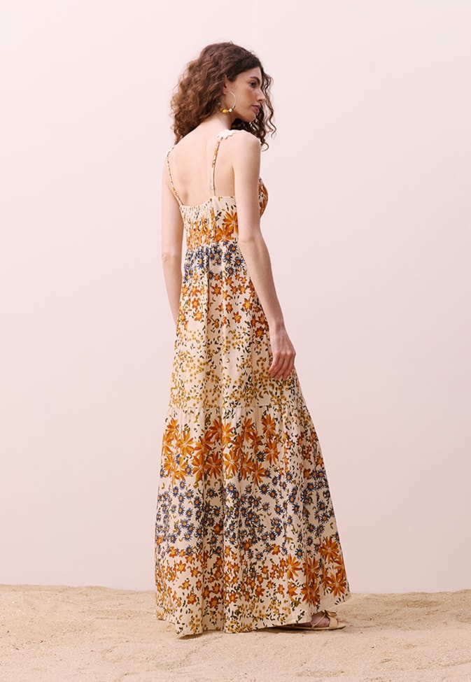 Vestido Camadas Estampado Jambú