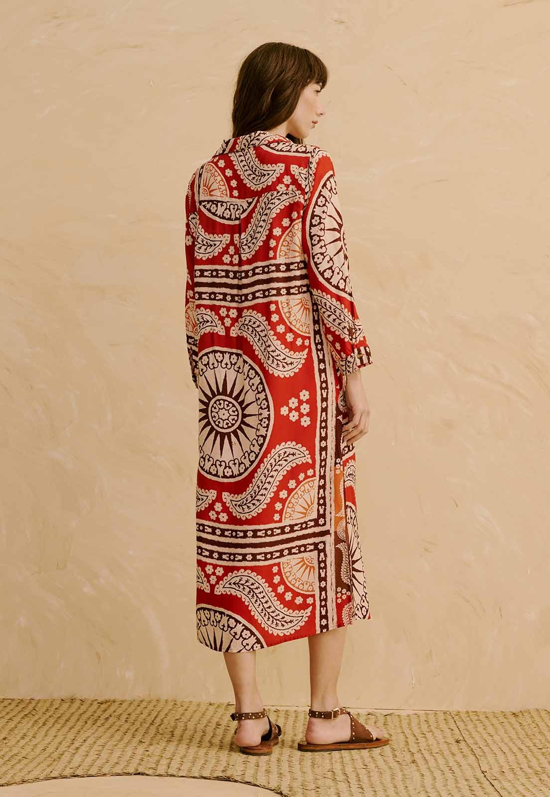 Vestido Chemise Estampado Incaica Vista Traseira