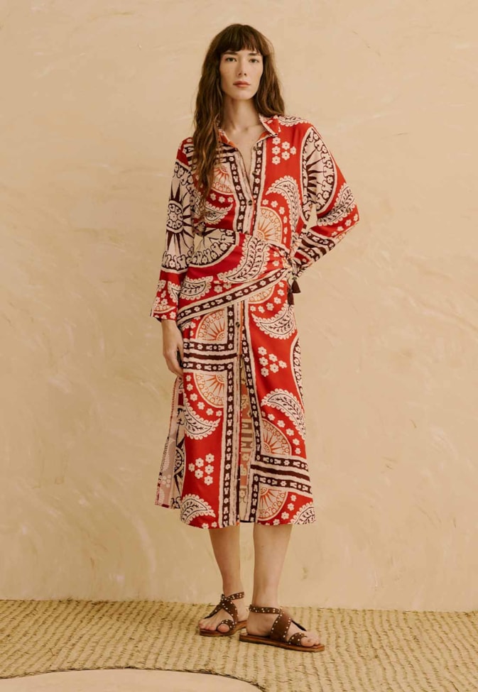 Vestido Chemise Estampado Incaica