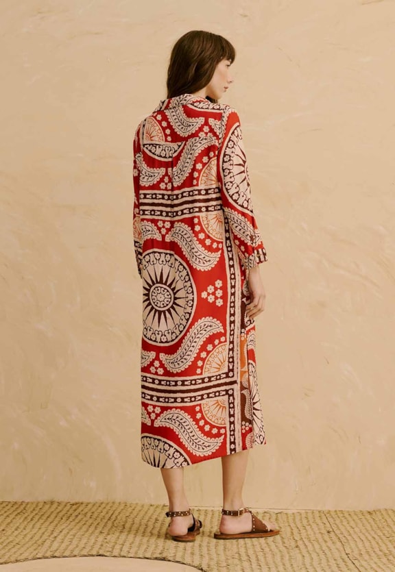 Vestido Chemise Estampado Incaica Vista Traseira