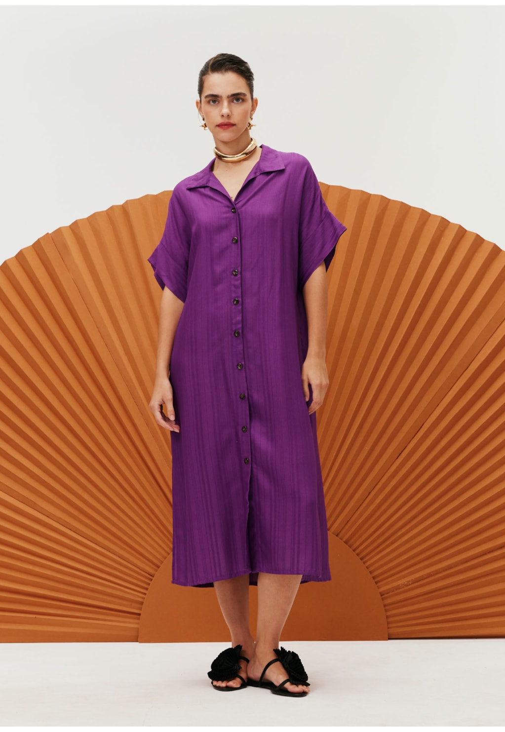 Vestido Chemise Maxi Midi