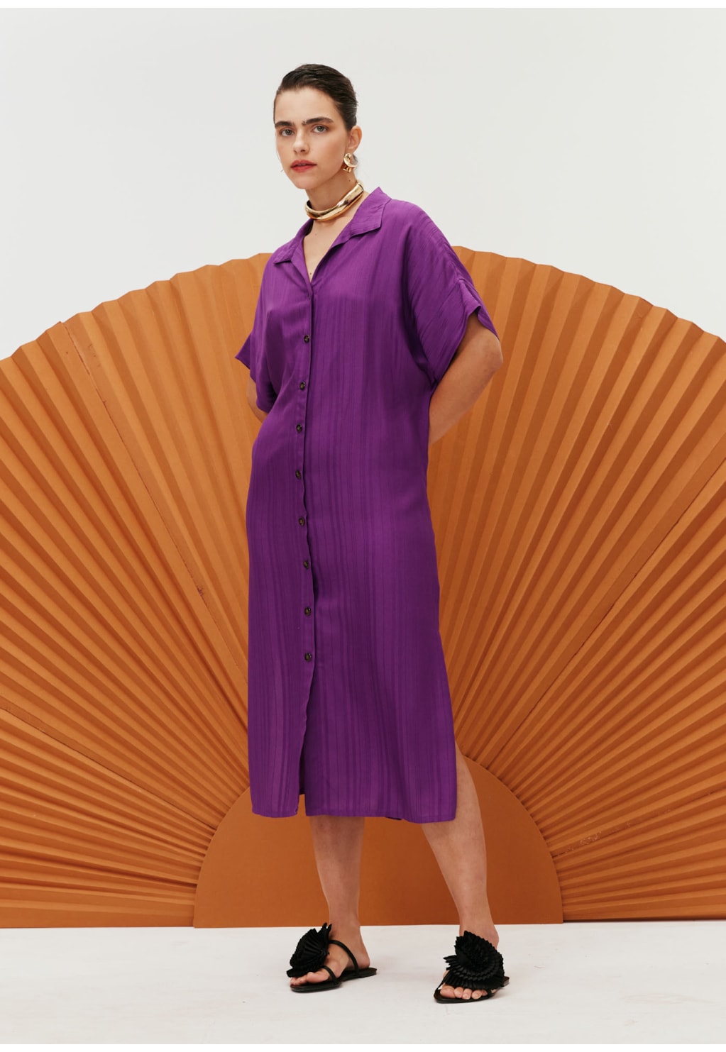 Vestido Chemise Maxi Midi