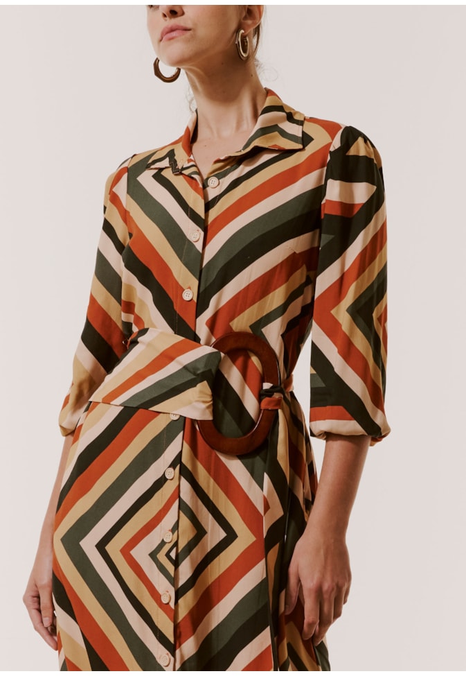 Vestido Chemise Maxi Midi Estampado Igarapés