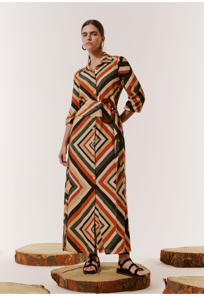 Vestido Chemise Maxi Midi Estampado Igarapés